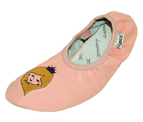 Lappade Prinzessin Pink Gymnastikschuhe, Ballerinas, Ballettschuhe, Schläppchen, Turnschläppchen, Hausschuhe, Tanzschuhe mit Stickereien Art. 260G Gr. 33 von Lappade