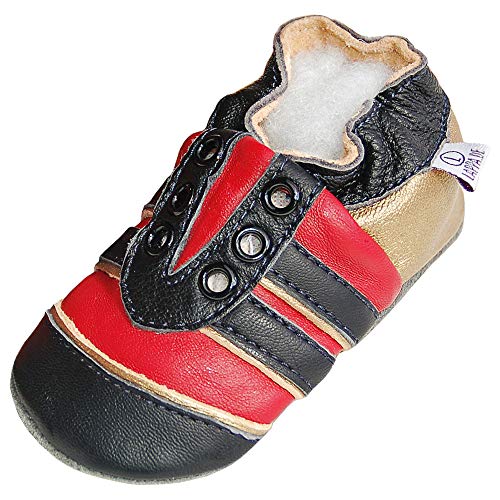 Lappade Sport DE Mehrfarbig Wildleder Jungen Sportsneaker Lederpuschen Hausschuhe Krabbelschuhe Baby Lauflernschuhe mit Ledersohle (Gr. 19/20 EU M, Art. 145) von Lappade