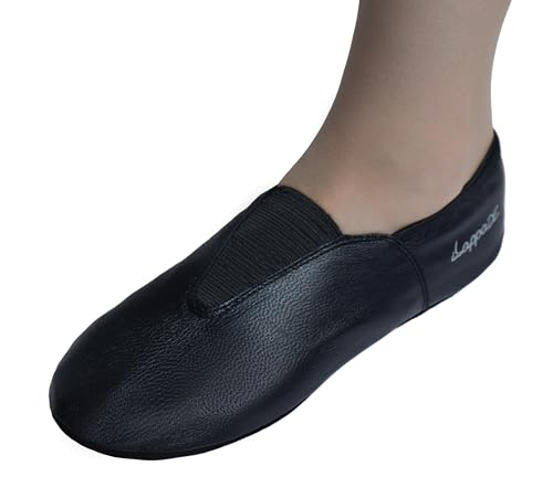 Lappade extra breite Gymnastikschuhe, Ballettschuhe, Schläppchen, Turnschläppchen, Tanzschuhe mit Gummipads schwarz Art.292G Gr.32 von Lappade