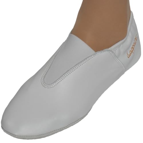 Lappade extra breite Gymnastikschuhe, Ballettschuhe, Schläppchen, Turnschläppchen, Tanzschuhe mit Gummipads weiß Art.295G Gr.41 von Lappade