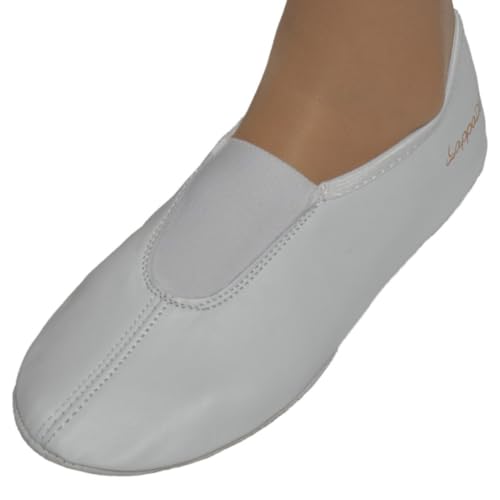 Lappade extra breite Gymnastikschuhe, Ballettschuhe, Schläppchen, Turnschläppchen, Tanzschuhe mit Ledersohle weiß Art.293 Gr.26 von Lappade
