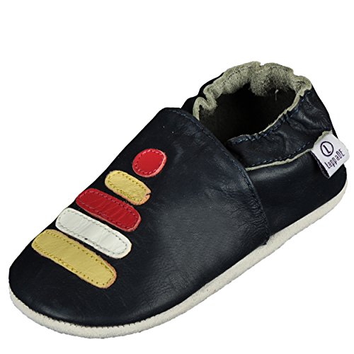 Lappade Spielball Navy Lederpuschen Hausschuhe Krabbelschuhe Baby Schläppchen Lauflernschuhe Wildledersohle (Gr. 21/22 EU L, Art. 309) von Lappade