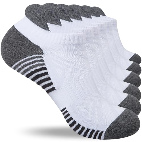 Lapulas Sneaker Socken Herren Damen 39-42 43-46 47-50 35-38 Sportsocken Gepolsterte Laufsocken, Atmungsaktiv Baumwolle Socken mit Frotteesohle Antirutsch Bequeme Kurze Socken 6 Paar von Lapulas