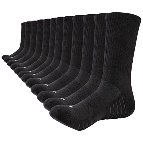 Lapulas Socken Herren Damen, 6 Paar Wandersocken Baumwolle Sportsocken Tennissocken Arbeitssocken mit Weicher Polsterung, 12er pack S07 bequemere Wintersocken Business & Freizeit, Schwarz, 39-42 von Lapulas