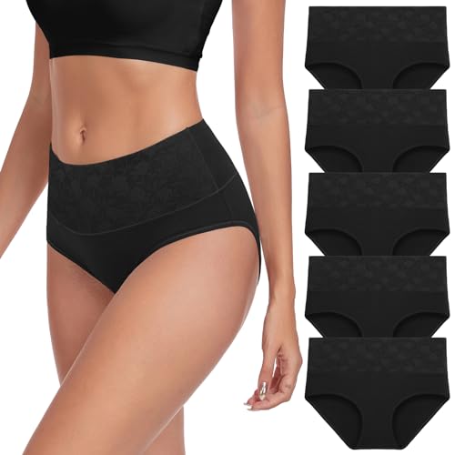 Lapulas Unterhosen Damen Baumwolle Atmungsaktiv Unterwäsche Stretch Slips Hohe Taille Weiche Pantys 5er Pack von Lapulas