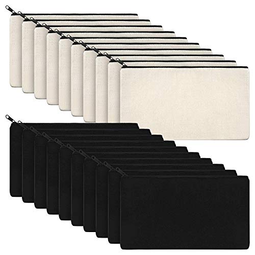 Lapyyne 20 StüCk Leinwand Make-Up ReißVerschluss Beutel Bleistiftetui Leere DIY Basteltaschen Kosmetiktasche für Reisen DIY Bastelschule von Lapyyne