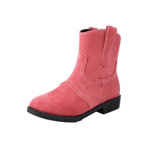 Laquieio Damenstiefel für den Winter, flach, Outdoor, rutschfest, mit Pelz, ultraleicht, rutschfest, für den Innen- und Außenbereich, Pink, 36 EU von Laquieio