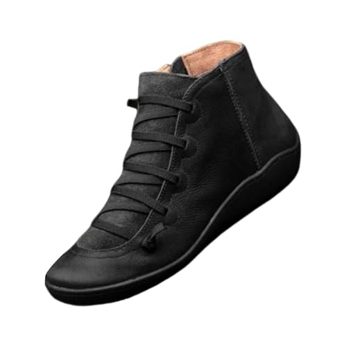 Laquieio Genähte Stiefel aus warmen Frühlingsstiefeln, Schwarz , 42 EU von Laquieio