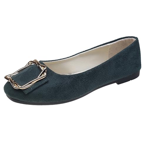 LarDorLin Ballerina Flach Damen Square Toe Ballet Dolly Schuhe Sommer Strand Komfort Ohne Verschluss Draußen Hochzeit Flach Schuhe Dark-Grün Gr 40 EU (41 Cn) von LarDorLin