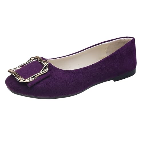 LarDorLin Ballerina Flach Damen Square Toe Ballet Dolly Schuhe Sommer Strand Komfort Ohne Verschluss Draußen Hochzeit Flach Schuhe Dark-Violett Gr 36 EU von LarDorLin