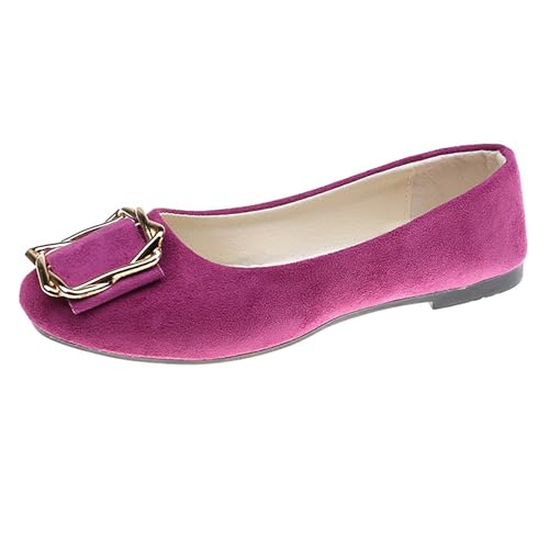 LarDorLin Ballerina Flach Damen Square Toe Ballet Dolly Schuhe Sommer Strand Komfort Ohne Verschluss Draußen Hochzeit Flach Schuhe Grape-Violett Gr 37 EU (38 Cn) von LarDorLin