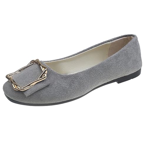 LarDorLin Ballerina Flach Damen Square Toe Ballet Dolly Schuhe Sommer Strand Komfort Ohne Verschluss Draußen Hochzeit Flach Schuhe Grau Gr 36.5 EU (37 Cn) von LarDorLin