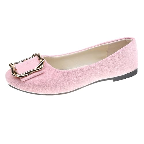 LarDorLin Ballerina Flach Damen Square Toe Ballet Dolly Schuhe Sommer Strand Komfort Ohne Verschluss Draußen Hochzeit Flach Schuhe Light-Pink Gr 40.5 EU (42 Cn) von LarDorLin