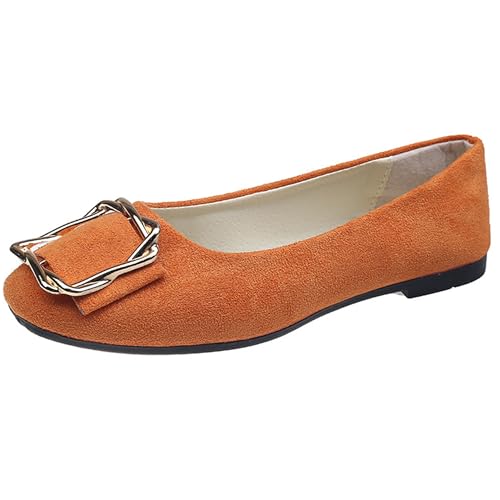 LarDorLin Ballerina Flach Damen Square Toe Ballet Dolly Schuhe Sommer Strand Komfort Ohne Verschluss Draußen Hochzeit Flach Schuhe Orange Gr 40.5 EU (42 Cn) von LarDorLin