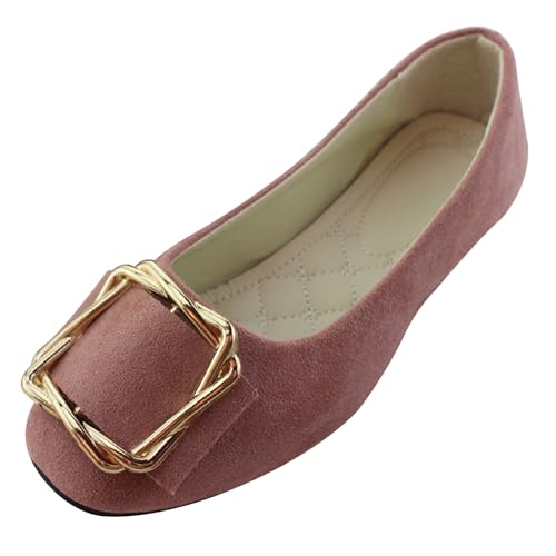 LarDorLin Ballerina Flach Damen Square Toe Ballet Dolly Schuhe Sommer Strand Komfort Ohne Verschluss Draußen Hochzeit Flach Schuhe Pink Gr 41 EU (43 Cn) von LarDorLin