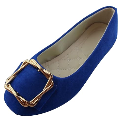 LarDorLin Ballerina Flach Damen Square Toe Ballet Dolly Schuhe Sommer Strand Komfort Ohne Verschluss Draußen Hochzeit Flach Schuhe Royal-Blau Gr 37 EU (38 Cn) von LarDorLin