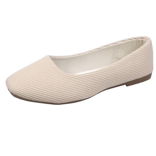 LarDorLin Ballet Dolly Schuhe Damen Square Toe Flach Schuhe Ohne Verschluss Leisure Strand Geschlossen Wildleder Ballerina Buro Loafer Beige Gr 35 EU von LarDorLin