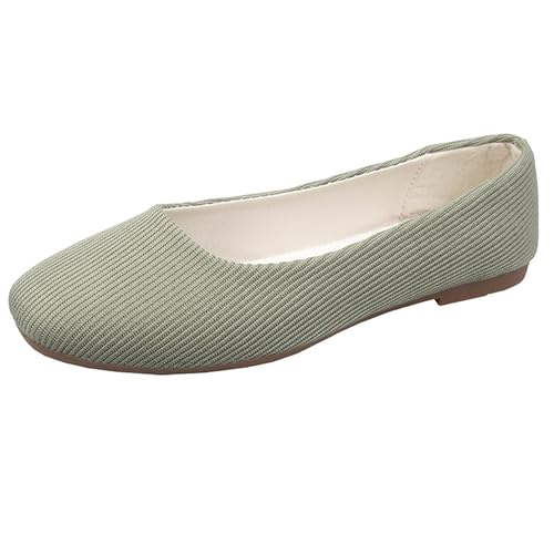 LarDorLin Ballet Dolly Schuhe Damen Square Toe Flach Schuhe Ohne Verschluss Leisure Strand Geschlossen Wildleder Ballerina Buro Loafer Grün Gr 35 EU von LarDorLin