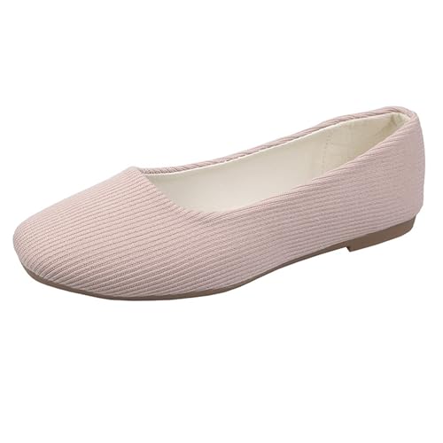 LarDorLin Ballet Dolly Schuhe Damen Square Toe Flach Schuhe Ohne Verschluss Leisure Strand Geschlossen Wildleder Ballerina Buro Loafer Pink Gr 40.5 EU (42 Cn) von LarDorLin