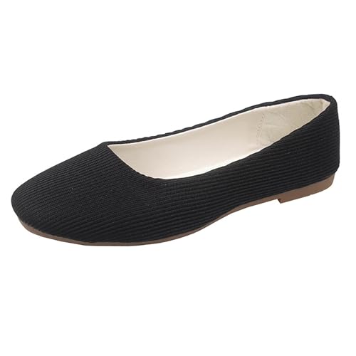 LarDorLin Ballet Dolly Schuhe Damen Square Toe Flach Schuhe Ohne Verschluss Leisure Strand Geschlossen Wildleder Ballerina Buro Loafer Schwarz Gr 39 EU (40 Cn) von LarDorLin