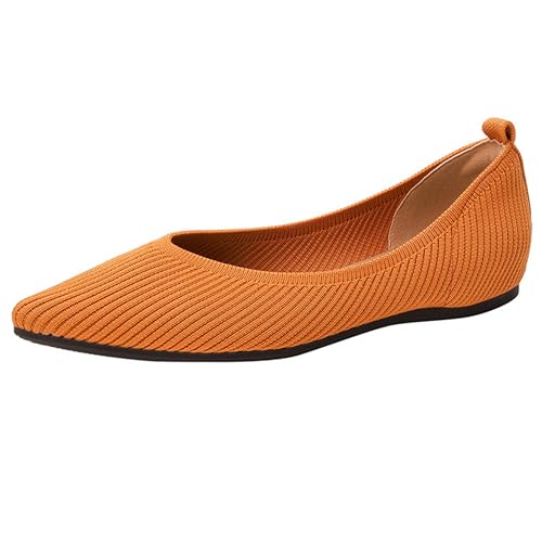 LarDorLin Ballet Flach Damen Pointed Toe Strickented Dolly Shoe Ohne Verschluss Buro Arbeit Loafer Komfort Gehen Driving Flach Schuhe Orange Gr 34 EU LarDorLin Ballet Flach Damen Pointed Toe Strickented Dolly Shoe Ohne Verschluss Buro Arbeit Loafer Komfort Gehen Driving Flach Schuhe Orange Gr 34 EU von LarDorLin