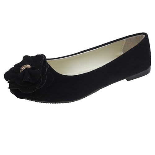 LarDorLin Bogen Dolly Schuhe Damen Geschlossen Ballet Flach Bridal Ohne Verschluss Komfort Draußen Strand Schuhe Schwarz Gr 40.5 EU (42 Cn) von LarDorLin