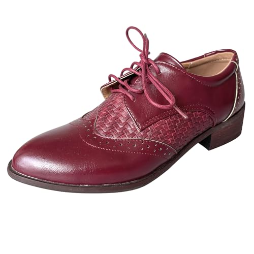 LarDorLin Brogue Oxford Flechten Damen Klassische Pointed Toe Derby Komfort Buro Arbeit Männer Formal Schuhe Retro Rotwein Gr 36 EU LarDorLin Brogue Oxford Flechten Damen Klassische Pointed Toe Derby Komfort Buro Arbeit Männer Formal Schuhe Retro Rotwein Gr 36 EU von LarDorLin