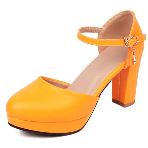 LarDorLin Chunky Block High Sandalen Damen Runde Zehen Sandals Sommer Hochzeit Party Plateau Mary Jane Knöchelriemchen Orange Gr 34 EU LarDorLin Chunky Block High Sandalen Damen Runde Zehen Sandals Sommer Hochzeit Party Plateau Mary Jane Knöchelriemchen Orange Gr 34 EU von LarDorLin