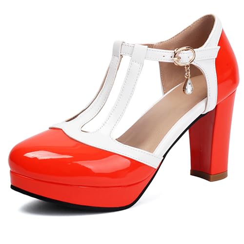 LarDorLin Chunky Block High Sandalen Damen Runde Zehen Sandals Sommer Hochzeit Party Plateau Mary Jane Knöchelriemchen Orange Gr 35 EU LarDorLin Chunky Block High Sandalen Damen Runde Zehen Sandals Sommer Hochzeit Party Plateau Mary Jane Knöchelriemchen Orange Gr 35 EU von LarDorLin