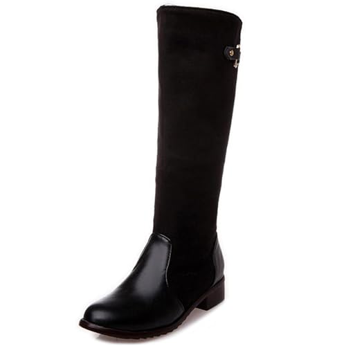 LarDorLin Damen Runde Zehen Draußen Equestrian Reitstiefel Komfort Winter Warm Low Mitte Blockabsatz Klassische Booty Schwarz Gr 50 EU (52 Cn) von LarDorLin