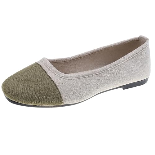 LarDorLin Damen Square Toe Ballet Flach Dolly Schuhe Ohne Verschluss Leisure Gehen Loafer Wildleder Ballet Driving Täglich Arbeit Army-Grün Gr 36.5 EU (37 Cn) von LarDorLin