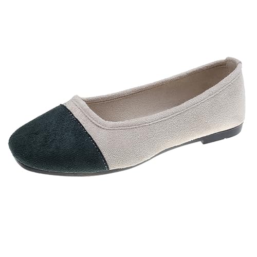 LarDorLin Damen Square Toe Ballet Flach Dolly Schuhe Ohne Verschluss Leisure Gehen Loafer Wildleder Ballet Driving Täglich Arbeit Dark-Grün Gr 40.5 EU (42 Cn) von LarDorLin