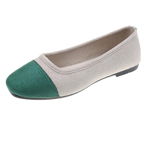 LarDorLin Damen Square Toe Ballet Flach Dolly Schuhe Ohne Verschluss Leisure Gehen Loafer Wildleder Ballet Driving Täglich Arbeit Grass-Grün Gr 40.5 EU (42 Cn) von LarDorLin