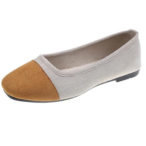 LarDorLin Damen Square Toe Ballet Flach Dolly Schuhe Ohne Verschluss Leisure Gehen Loafer Wildleder Ballet Driving Täglich Arbeit Light-Braun Gr 40.5 EU (42 Cn) von LarDorLin