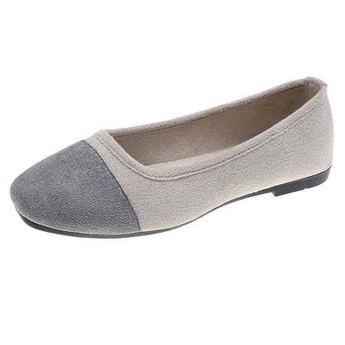 LarDorLin Damen Square Toe Ballet Flach Dolly Schuhe Ohne Verschluss Leisure Gehen Loafer Wildleder Ballet Driving Täglich Arbeit Light-Grau Gr 36.5 EU (37 Cn) von LarDorLin