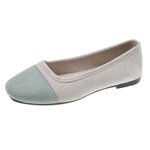 LarDorLin Damen Square Toe Ballet Flach Dolly Schuhe Ohne Verschluss Leisure Gehen Loafer Wildleder Ballet Driving Täglich Arbeit Qing-Grau Gr 40 EU (41 Cn) von LarDorLin