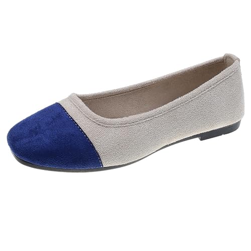 LarDorLin Damen Square Toe Ballet Flach Dolly Schuhe Ohne Verschluss Leisure Gehen Loafer Wildleder Ballet Driving Täglich Arbeit Royal-Blau Gr 41 EU (43 Cn) von LarDorLin