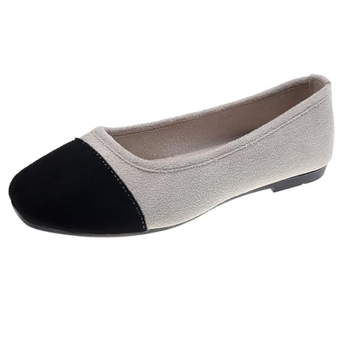 LarDorLin Damen Square Toe Ballet Flach Dolly Schuhe Ohne Verschluss Leisure Gehen Loafer Wildleder Ballet Driving Täglich Arbeit Schwarz Gr 36 EU von LarDorLin