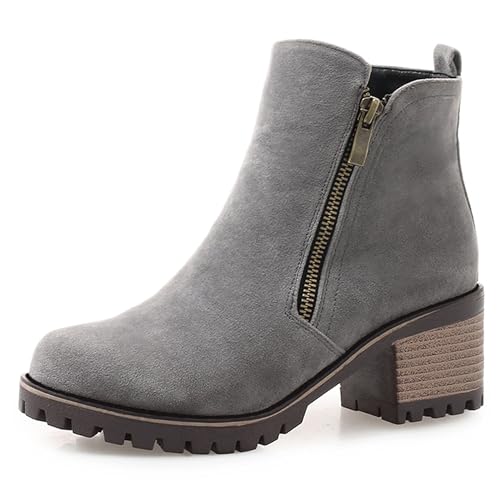 LarDorLin Damen Winter Blockabsatz Chelsea Stiefel Draußen Warm Runde Zehen Mode Chunky Komfort Ankle Stiefeletten Zip Grau Gr 32 EU LarDorLin Damen Winter Blockabsatz Chelsea Stiefel Draußen Warm Runde Zehen Mode Chunky Komfort Ankle Stiefeletten Zip Grau Gr 32 EU von LarDorLin