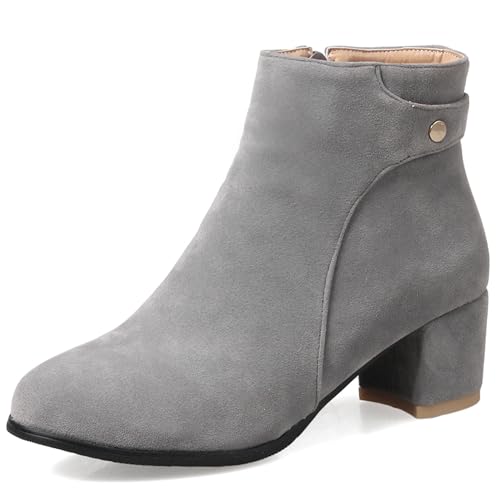 LarDorLin Damen Winter Blockabsatz Chelsea Stiefel Draußen Warm Runde Zehen Mode Chunky Komfort Ankle Stiefeletten Zip Grau Gr 34 EU LarDorLin Damen Winter Blockabsatz Chelsea Stiefel Draußen Warm Runde Zehen Mode Chunky Komfort Ankle Stiefeletten Zip Grau Gr 34 EU von LarDorLin