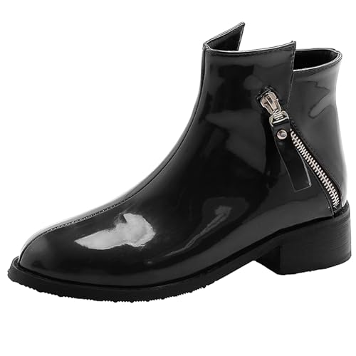 LarDorLin Damen Winter Mode Low Blockabsatz Chelsea Stiefel Komfort Runde Zehen Buro Warm Ankle Stiefeletten Leisure Schwarz Gr 47 EU (49 Cn) von LarDorLin