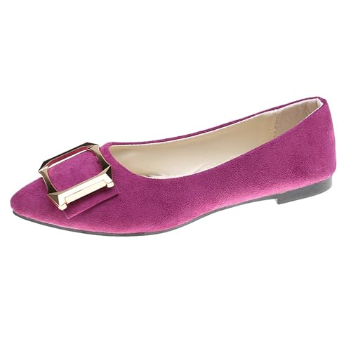 LarDorLin Driving Flats Damen Spitzschuh Walking Dolly Schuhe Bequeme Slip-On Wildleder Ballerina Loafer für den Alltag und die Arbeit Grape-Violett Gr 35 EU von LarDorLin