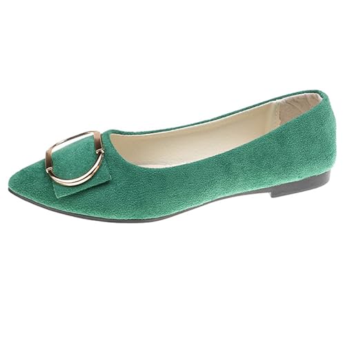 LarDorLin Driving Flats Damen Spitzschuh Walking Dolly Schuhe Bequeme Slip-On Wildleder Ballerina Loafer für den Alltag und die Arbeit Grass-Grün Gr 38 EU (39 Cn) von LarDorLin