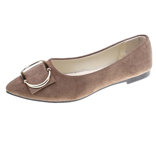 LarDorLin Driving Flats Damen Spitzschuh Walking Dolly Schuhe Bequeme Slip-On Wildleder Ballerina Loafer für den Alltag und die Arbeit Hese Gr 38 EU (39 Cn) von LarDorLin