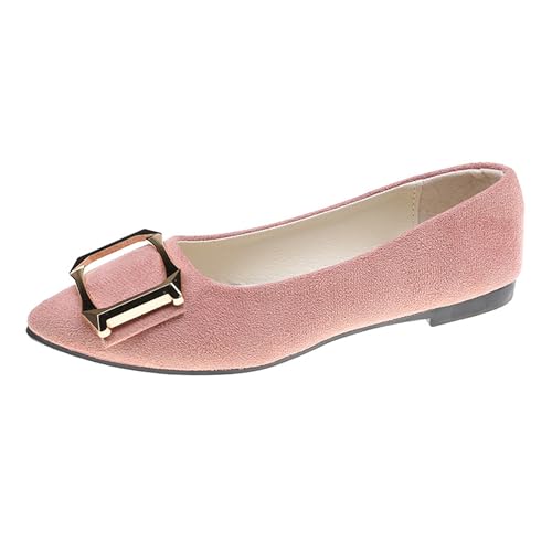 LarDorLin Driving Flats Damen Spitzschuh Walking Dolly Schuhe Bequeme Slip-On Wildleder Ballerina Loafer für den Alltag und die Arbeit Pink Gr 40 EU (41 Cn) von LarDorLin