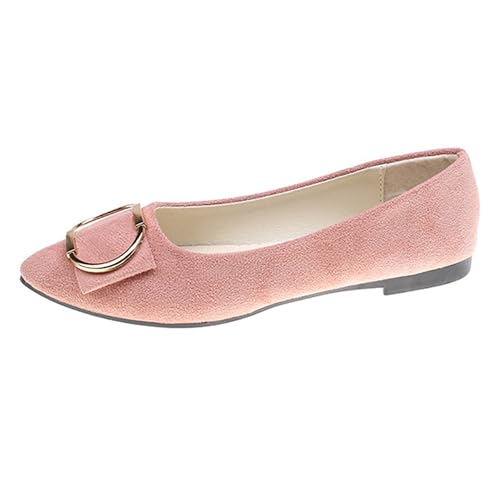 LarDorLin Driving Flats Damen Spitzschuh Walking Dolly Schuhe Bequeme Slip-On Wildleder Ballerina Loafer für den Alltag und die Arbeit Pink Gr 40.5 EU (42 Cn) von LarDorLin