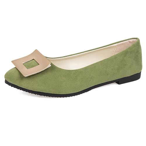 LarDorLin Geschlossen Flach Damen Ohne Verschluss Buro Loafer Arbeit Comfy Wildleder Ballet Dolly Schuhe Driving Flach Schuhe Täglich Army-Grün Gr 36.5 EU (37 Cn) von LarDorLin