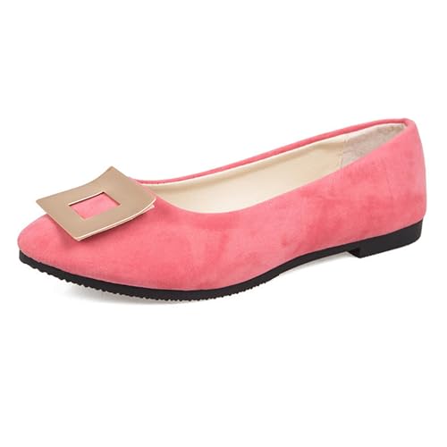 LarDorLin Geschlossen Flach Damen Ohne Verschluss Buro Loafer Arbeit Comfy Wildleder Ballet Dolly Schuhe Driving Flach Schuhe Täglich Cherry Gr 40.5 EU (42 Cn) von LarDorLin