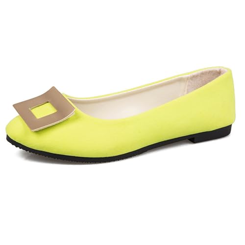 LarDorLin Geschlossen Flach Damen Ohne Verschluss Buro Loafer Arbeit Comfy Wildleder Ballet Dolly Schuhe Driving Flach Schuhe Täglich Fluorescent Gr 36.5 EU (37 Cn) von LarDorLin