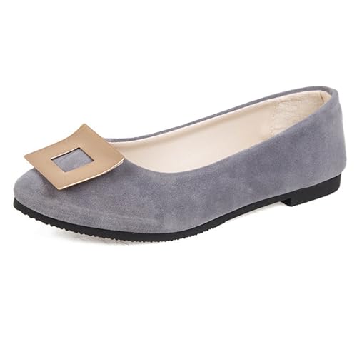 LarDorLin Geschlossen Flach Damen Ohne Verschluss Buro Loafer Arbeit Comfy Wildleder Ballet Dolly Schuhe Driving Flach Schuhe Täglich Grau Gr 41 EU (43 Cn) von LarDorLin